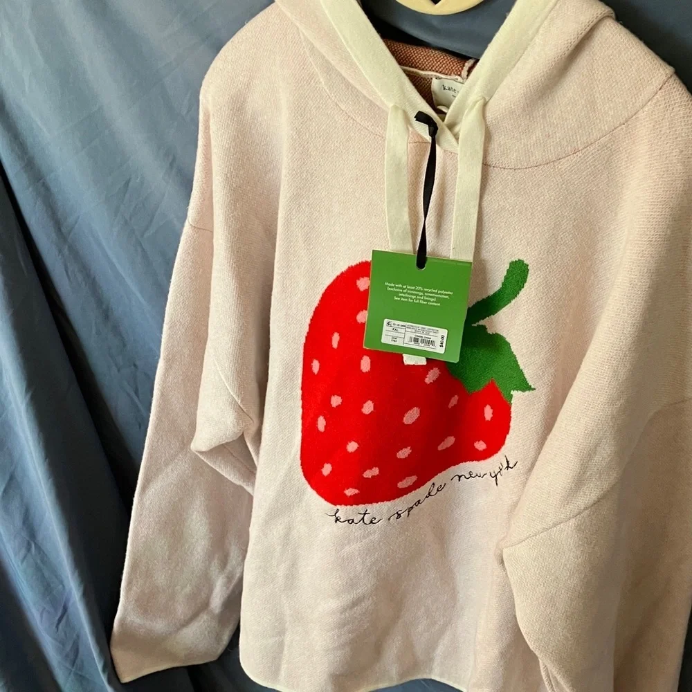 Kate Spade x Target: Cream Sweater Hoodie- Strawberry Design- XXL - Picture 6 of 13